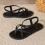 Women’s Elastic Strap Open-Toe Flat Sandals