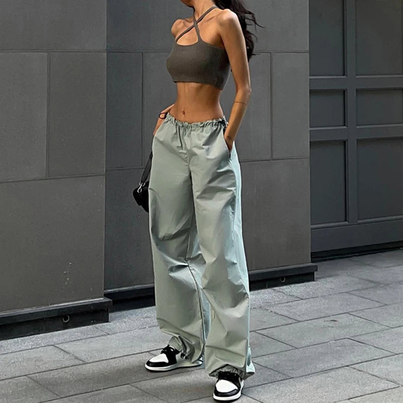 Women’s Elastic Waist Wide Leg Parachute Pants