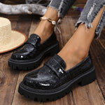 Women's Embossed Lug Sole Slip On Loafers