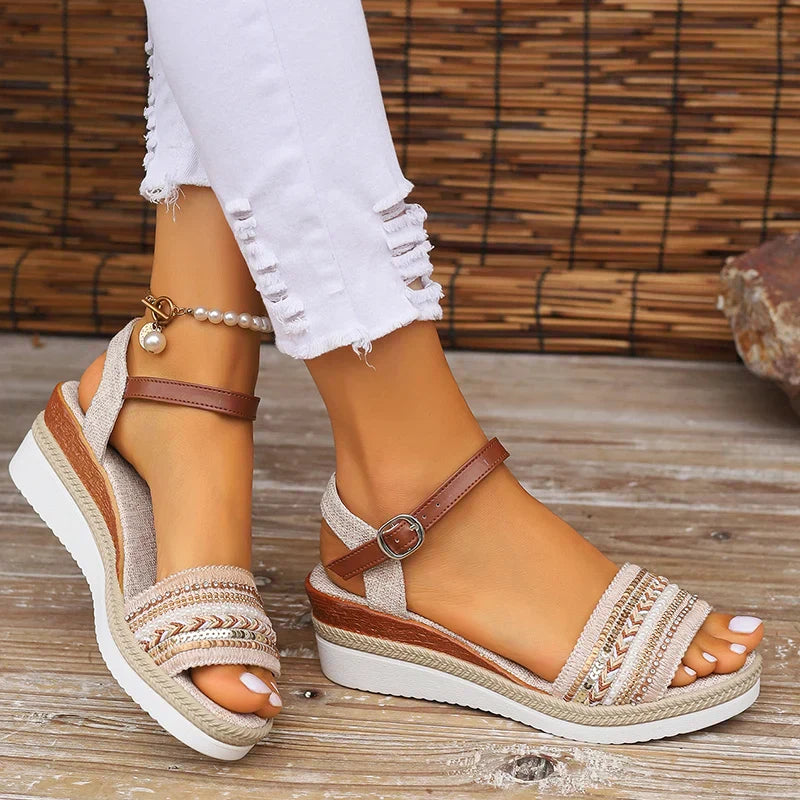 Women's Embroidered Platform Sandals
