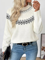 Women’s Fair Isle Crew Neck Long Sleeve Knit Sweater