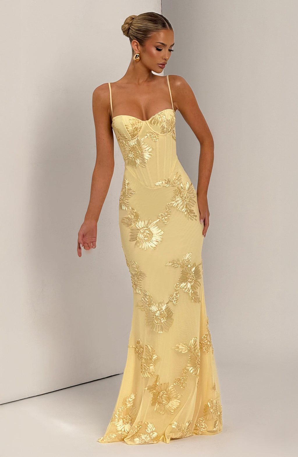 Women's Floral Corset Spaghetti Strap Maxi Wedding Guest Dress– Marlow & Quinn