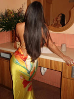 Women’s Floral Cowl Neck Backless Maxi Wedding Guest Dress