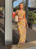 Women's Floral Crop Top Two Piece Set