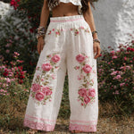 Women's Floral Embroidered Wide-Leg Pants