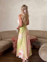 Women’s Floral Halter Neck Maxi Wedding Guest Dress