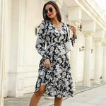 Women’s Floral Long Sleeve Midi Summer Dress