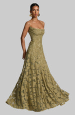 Women's Floral Patterned Spaghetti Strap Maxi Dress