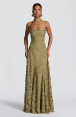Women's Floral Patterned Spaghetti Strap Maxi Dress