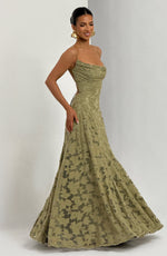 Women's Floral Patterned Spaghetti Strap Maxi Dress