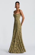 Women's Floral Patterned Spaghetti Strap Maxi Dress