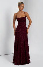 Women's Floral Patterned Spaghetti Strap Maxi Dress