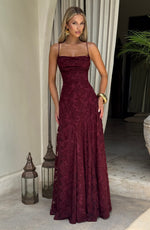 Women's Floral Patterned Spaghetti Strap Maxi Dress