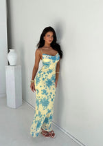 Women's Floral Print Spaghetti Strap Cowl Neck Maxi Wedding Guest Dress