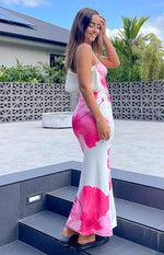 Women's Floral Print Strapless Maxi Beach Wedding Guest Dress
