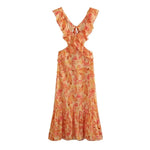 Women’s Floral Ruffle V Neck Maxi Wedding Guest Dress