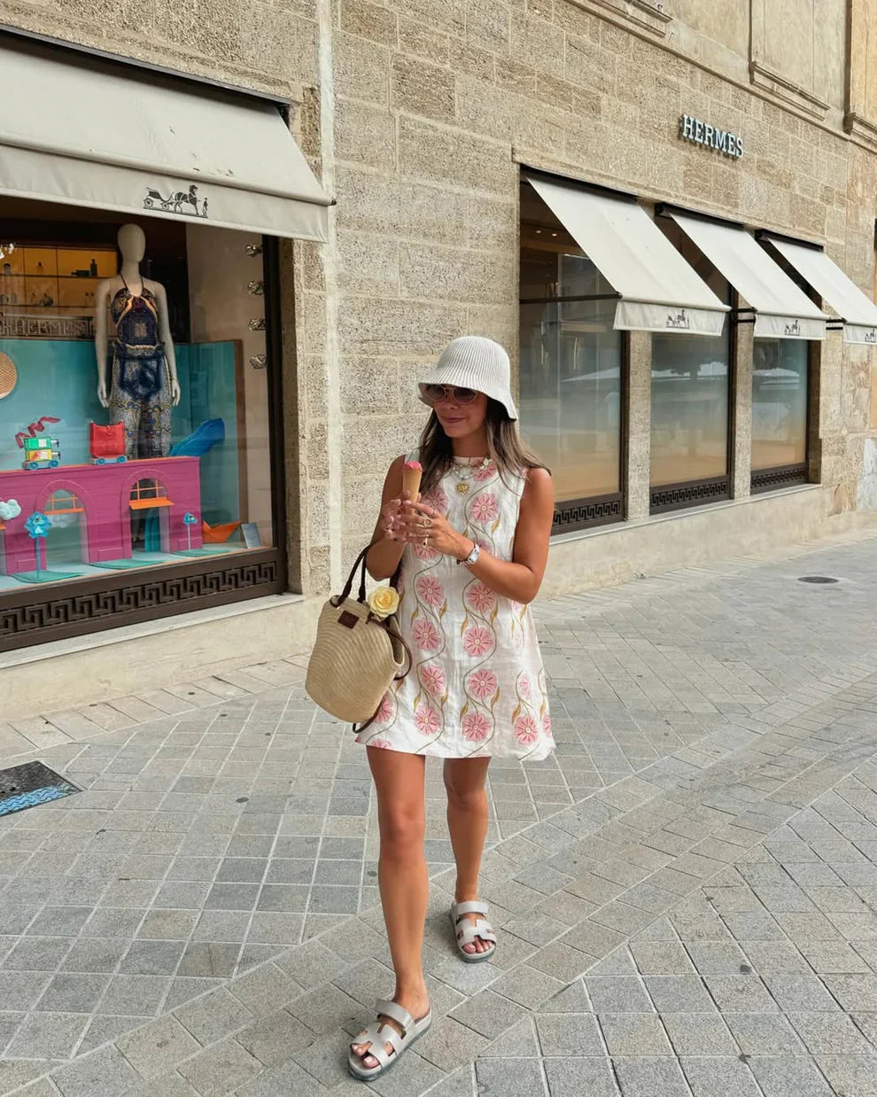 Women’s Floral Straight Neck Mini Summer Dress