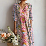 Women's Floral V Neck A Line Maxi Sundress