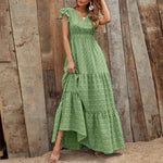 Women's Flutter Sleeve Tiered Maxi Sundress