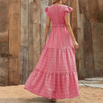 Women's Flutter Sleeve Tiered Maxi Sundress