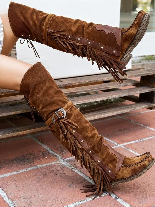 Women's Fringe Over-the-Knee High Western Boots