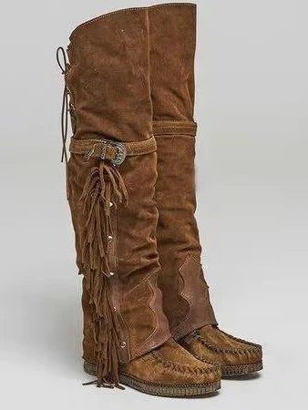 Women's Fringe Over-the-Knee High Western Boots