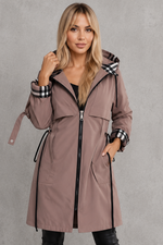 Women's Front Zipper Hooded Waterproof Rain Jacket