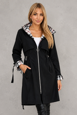 Women's Front Zipper Hooded Waterproof Rain Jacket