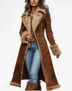Women's Fur-Trim Long-Sleeve Coat