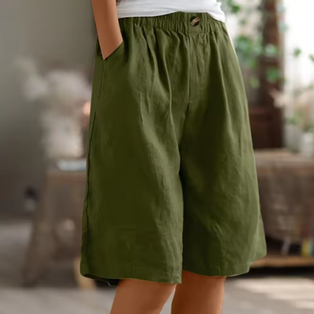 Women's Gathered Waist Wide-Leg Shorts