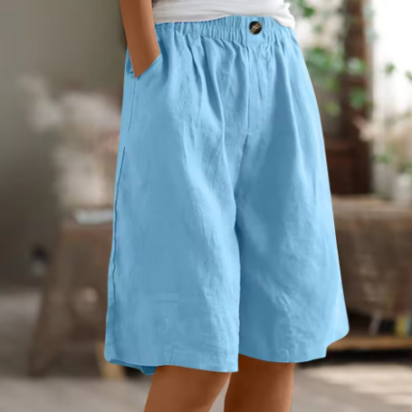 Women's Gathered Waist Wide-Leg Shorts