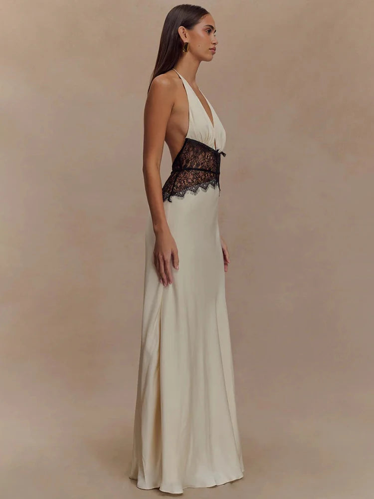 Women's Halter Neck Floor Length Maxi Dress