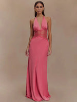 Women's Halter Neck Floor Length Maxi Dress