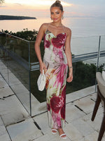 Women’s Halter Neck Floral Maxi Wedding Guest Dress