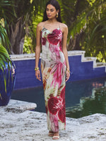 Women’s Halter Neck Floral Maxi Wedding Guest Dress