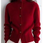 Women's High-Neck Button-Front Cardigan