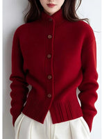 Women's High-Neck Button-Front Cardigan