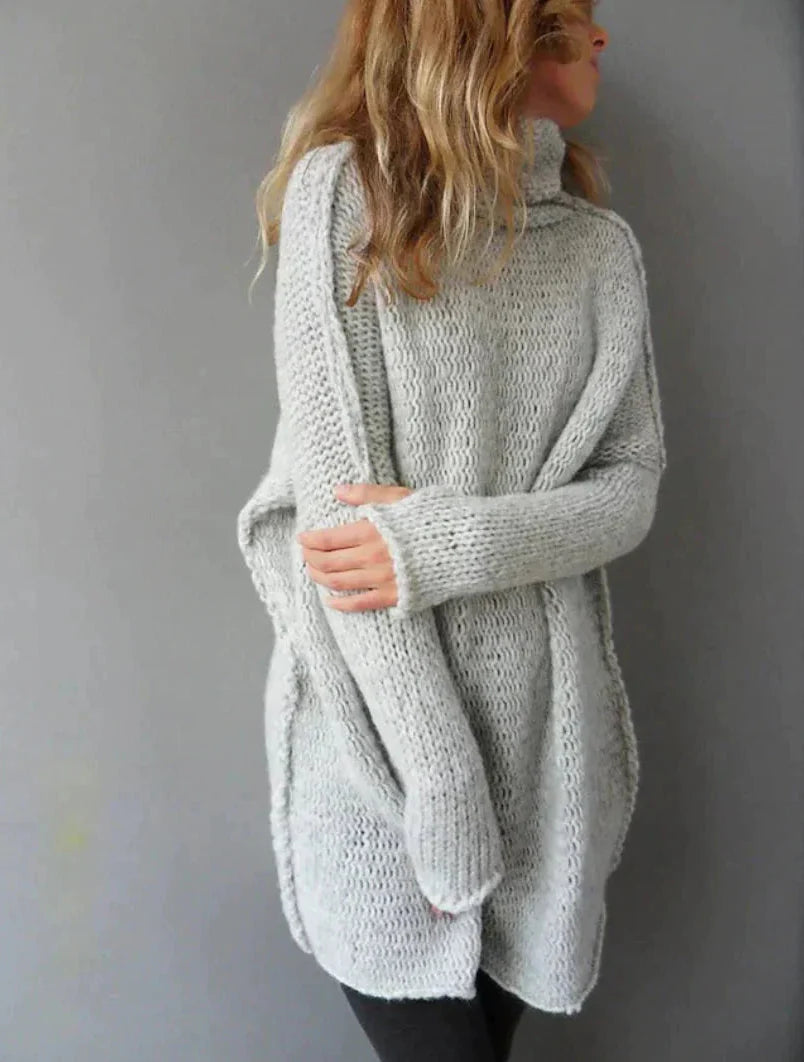 Women’s High Neck Long Sleeve Knit Sweater Tunic