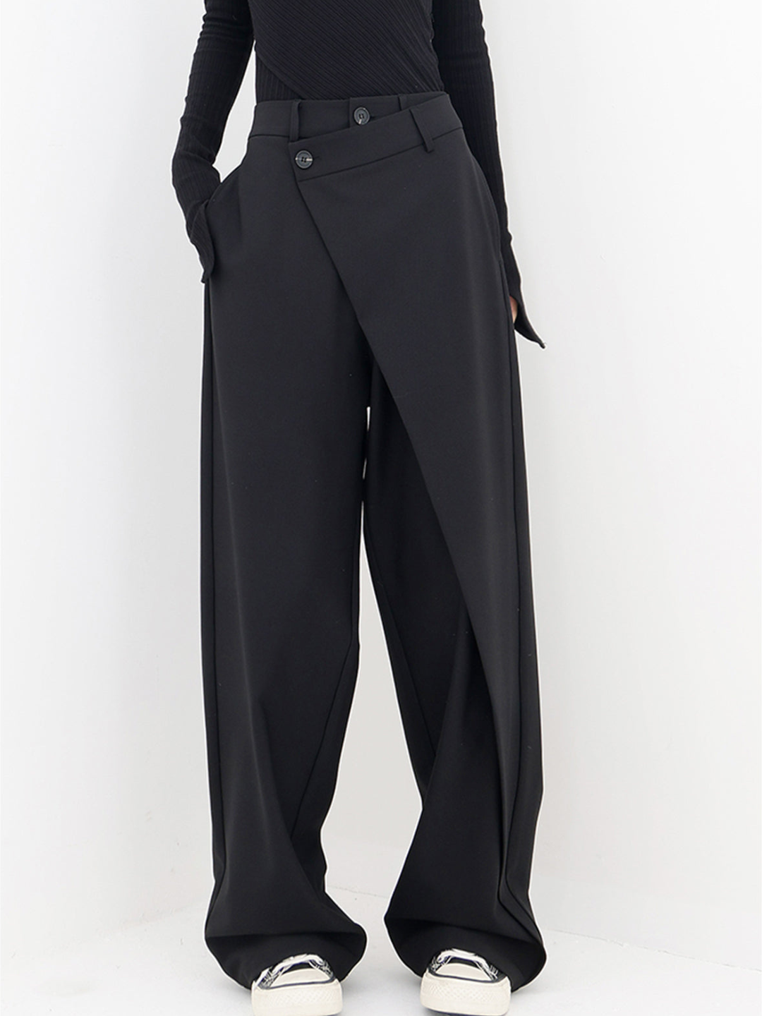 Women’s High Waisted Wrap Front Wide Leg Pants