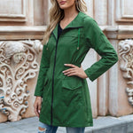 Women's Hooded Drawstring Waterproof Rain Jacket