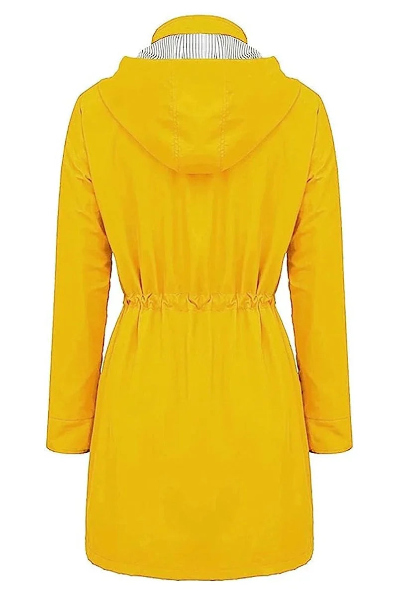 Women's Hooded Drawstring Weatherproof Rain Jacket