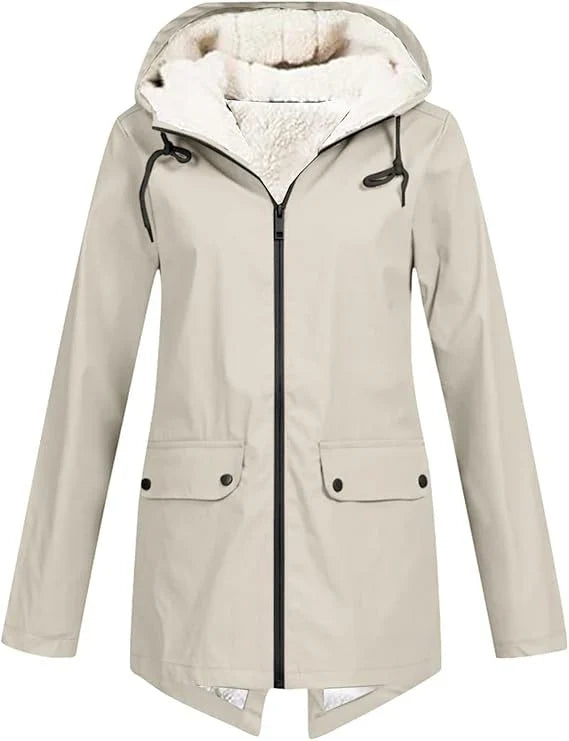 Women's Hooded Fleece-Lined Rain Jacket