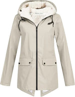 Women's Hooded Fleece-Lined Rain Jacket