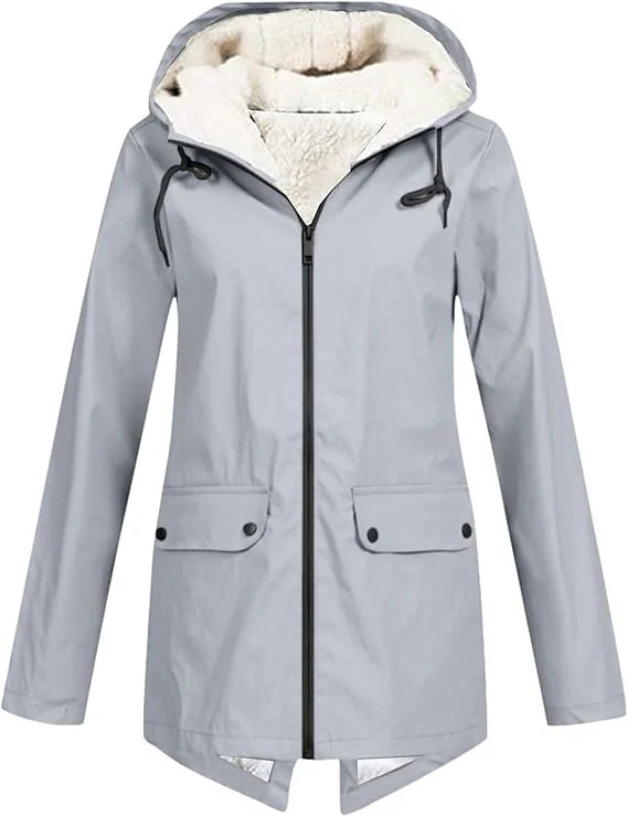 Women's Hooded Fleece-Lined Rain Jacket