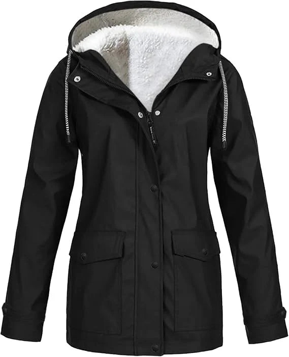 Women's Hooded Fleece-Lined Rain Jacket