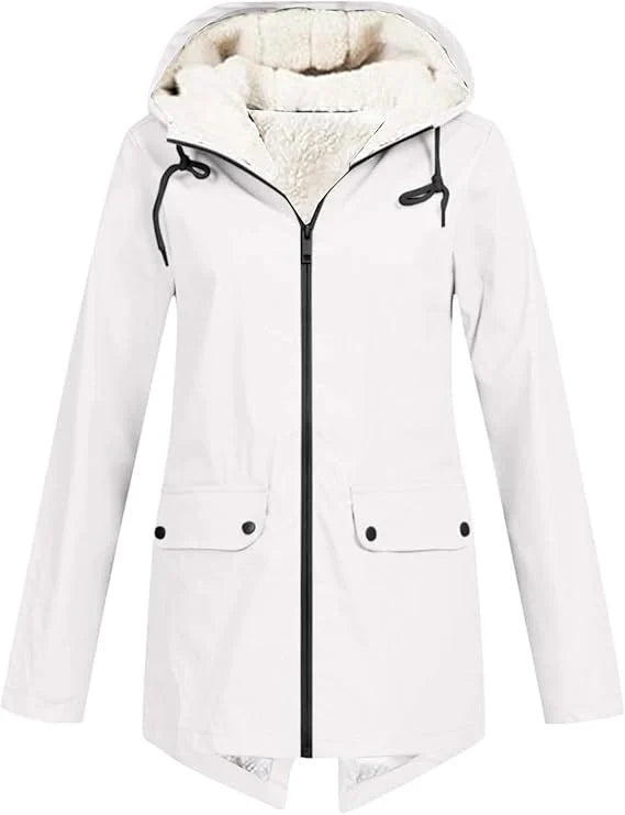 Women's Hooded Fleece-Lined Rain Jacket