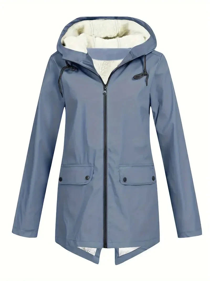 Women's Hooded Fleece-Lined Rain Jacket