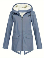 Women's Hooded Fleece-Lined Rain Jacket