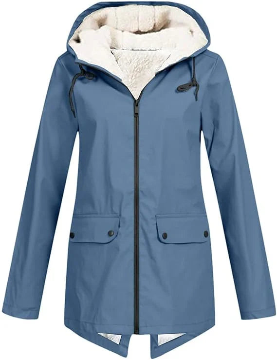 Women's Hooded Fleece-Lined Rain Jacket