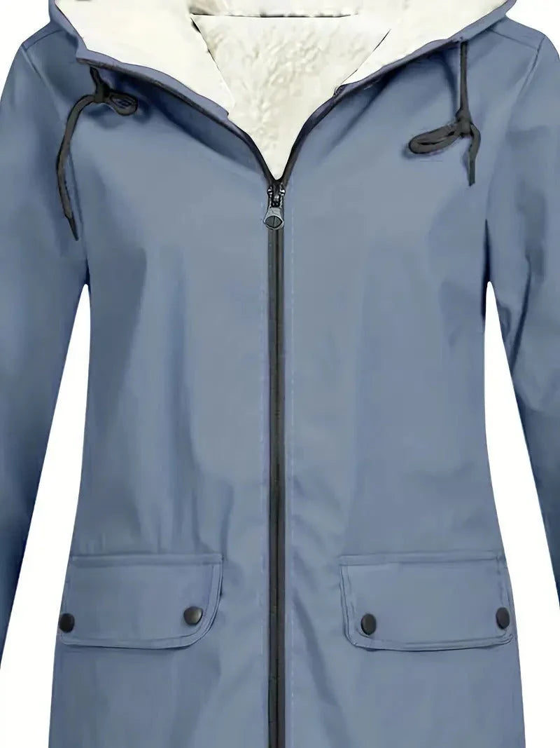 Women's Hooded Fleece-Lined Rain Jacket